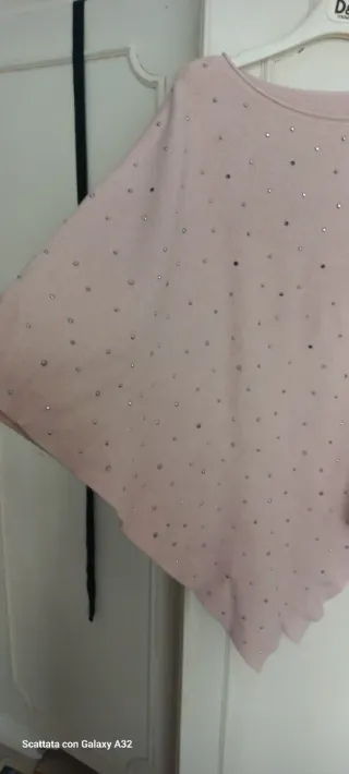 Poncho  lana rosa antico con pietruzze