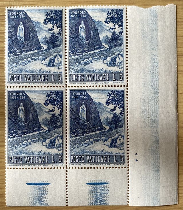 Francobolli Vaticano 1958 100° Lourdes (MNH**)