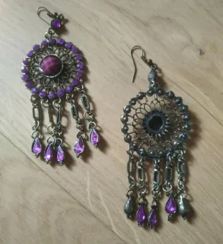 Orecchini pendenti viola stile orientale