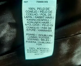Abrigo de conejo con cinturón talla M