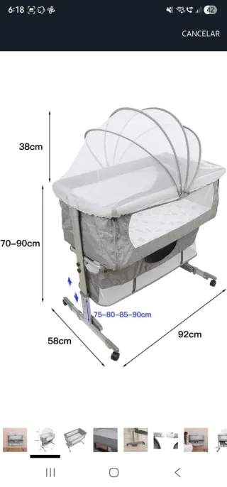 Cuna de Viaje Colecho RELOVE Gris