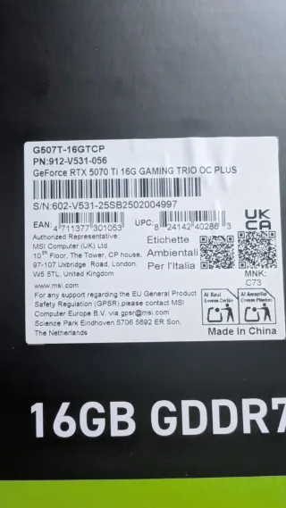 MSI RTX 5070 Ti OC *PLUS* Gaming Trio