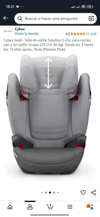 Silla de coche Cybex desde los 3 hasta los 12 años