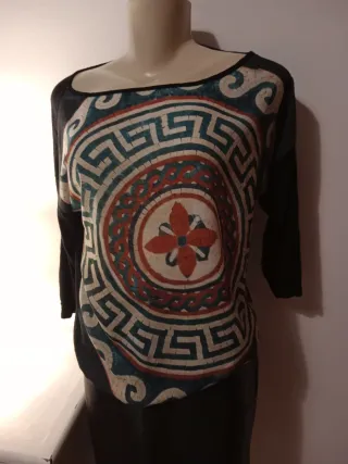 Suéter fino estampado delantero talla única