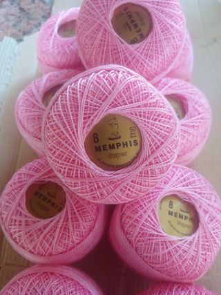 Hilos de algodón egipcio rosa n8 Memphis.