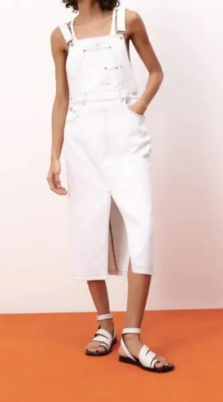 Maxifalda Peto Vaquero Zara Blanca