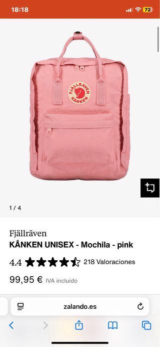 Mochila Fjallraven Kanken Rosa y Azul