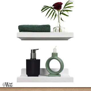 Estante de pared madera blanco 30cm (2 uds)