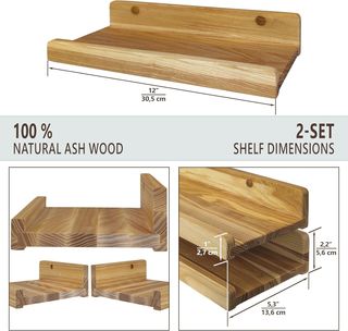 Estante de pared madera blanco 30cm (2 uds)