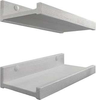 Estante de pared madera blanco 30cm (2 uds)