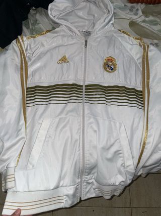 Chaqueta Adidas Real Madrid Blanca y Dorada