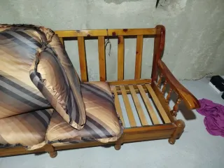 Sofá de 2 plazas madera y tela