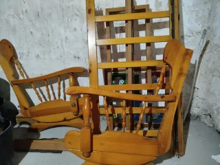 Sofá de 2 plazas madera y tela
