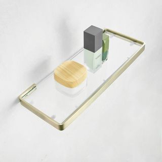 Estante Baño Cristal Oro Mate 55cm