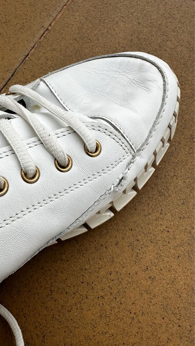 Bambas de piel blancas T-39 con plataforma 