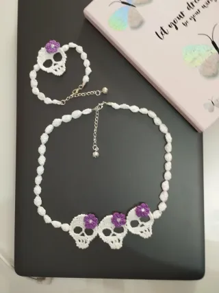Conjunto collar y pulsera calavera Halloween