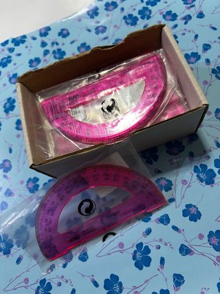 regla  rosa 180 grados y trasparente