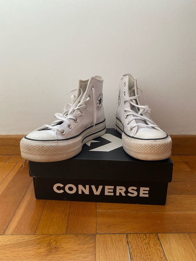 Converse Piel Plataforma Blancas.Talla 5 1/2
