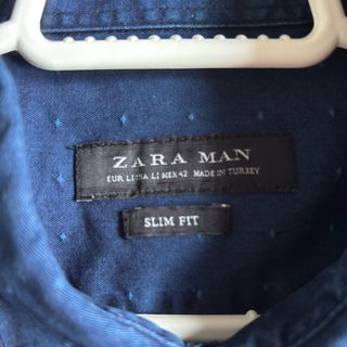 Camisa Zara Slim Fit Azul Talla L
