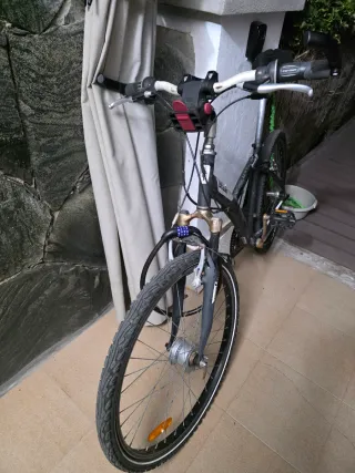 Bicicleta con cesta y sillín negro