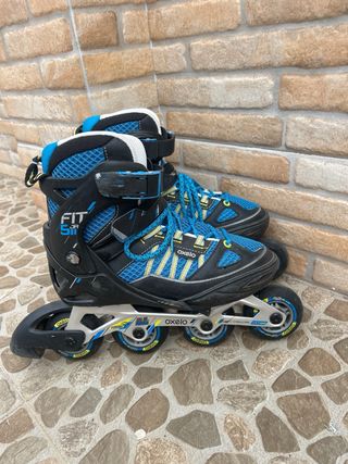 Bolsa para patines Oxelo azul y patines 