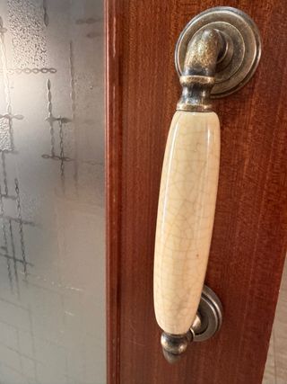 Puertas corredera cristal labrado madera
