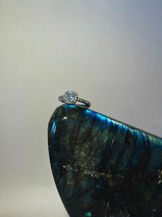 Anillo Moisanita y plata Ajustable Mujer Plata