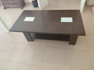 Mesa de centro elevable madera y cristal