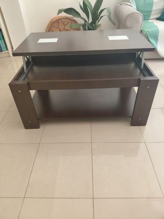 Mesa de centro elevable madera y cristal