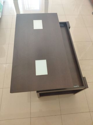 Mesa de centro elevable madera y cristal