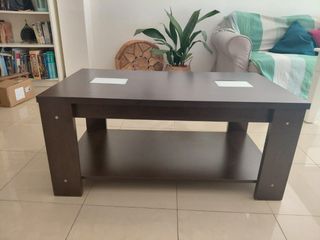 Mesa de centro elevable madera y cristal