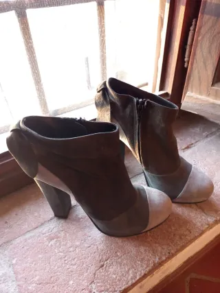 Stivaletti Benetton tacco alto grigio