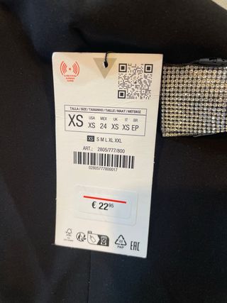 Top Zara Negro Lentejuelas XS