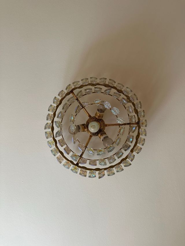 Lámpara Techo Vintage Cristal Metal