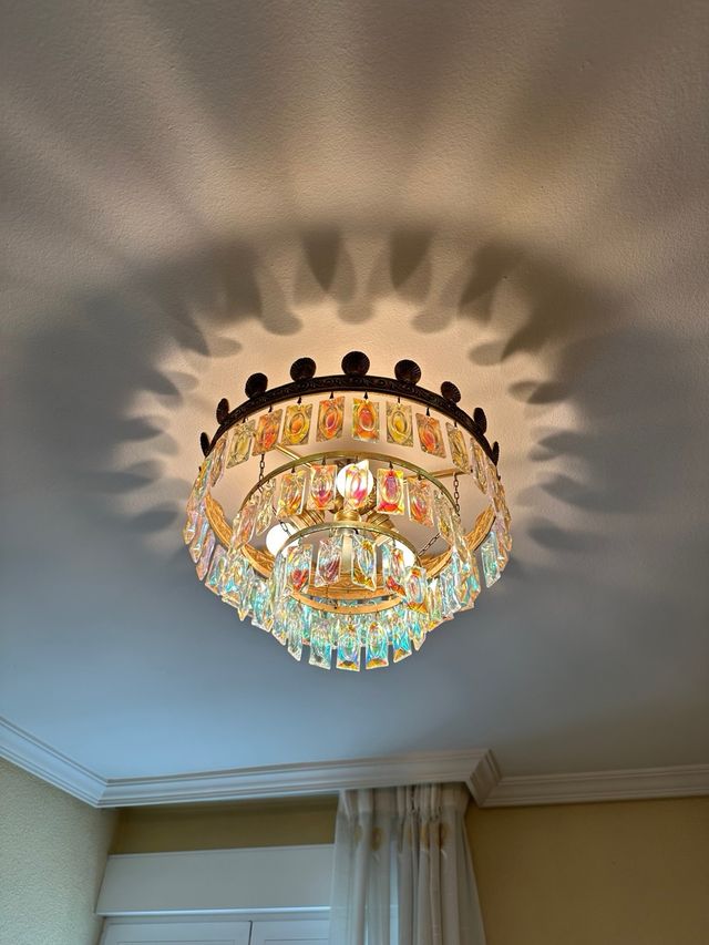 Lámpara Techo Vintage Cristal Metal