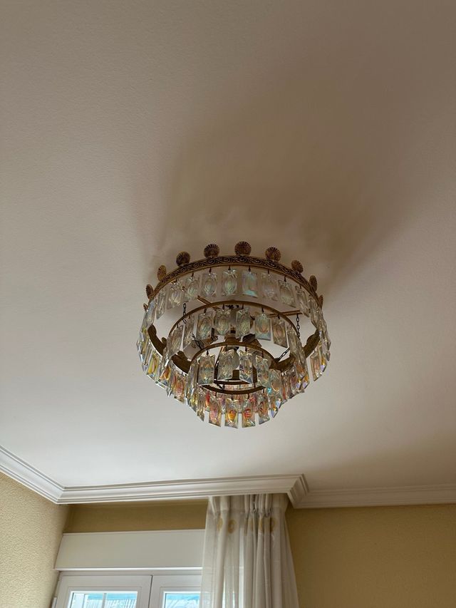 Lámpara Techo Vintage Cristal Metal