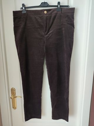 Pantaloni in pelle color pesca marrone