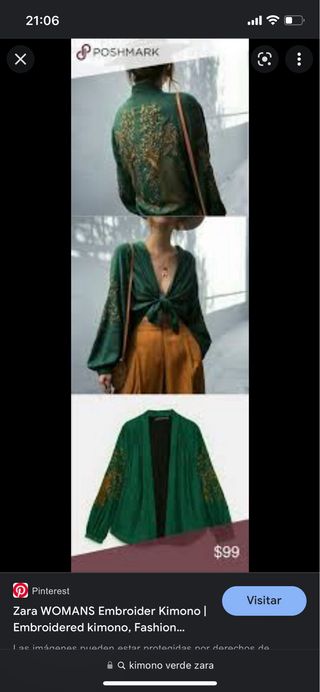Kimono Zara bordado boho talla única