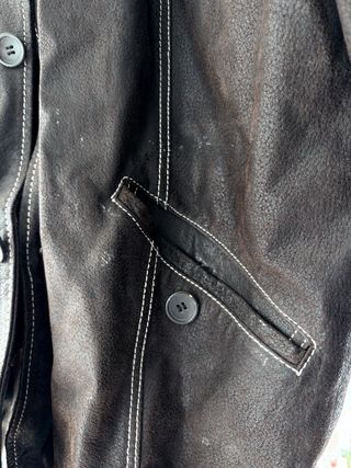Chaquetón de piel vintage marrón