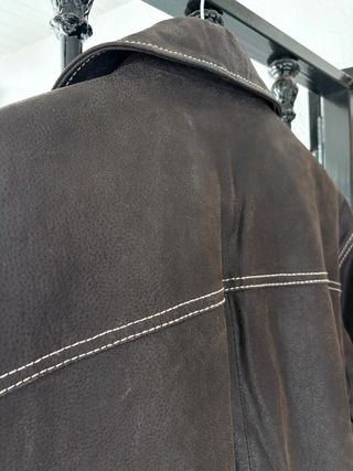 Chaquetón de piel vintage marrón