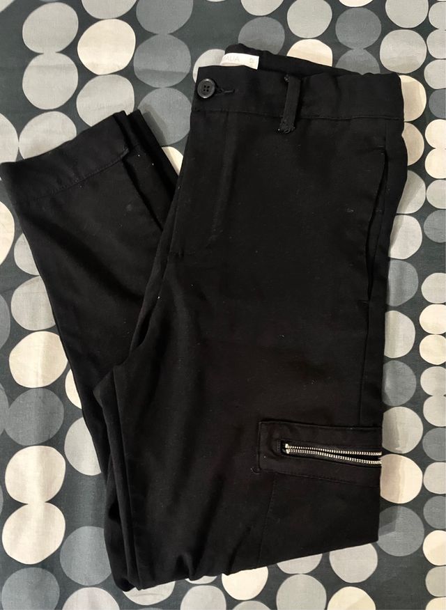 Pantaloni eleganti neri con zip