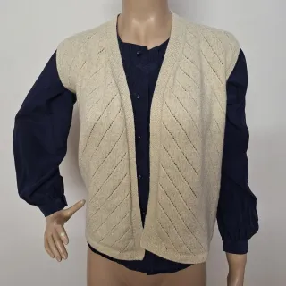 Gilet donna vintage beige brillantinato lana