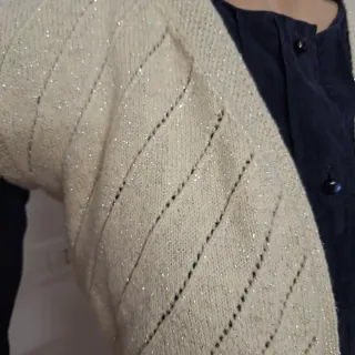 Gilet donna vintage beige brillantinato lana