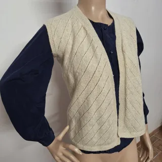 Gilet donna vintage beige brillantinato lana