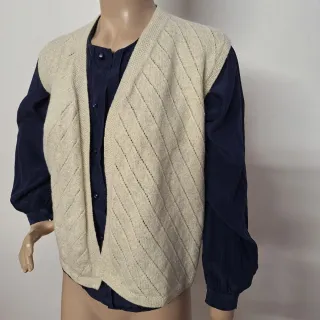 Gilet donna vintage beige brillantinato lana