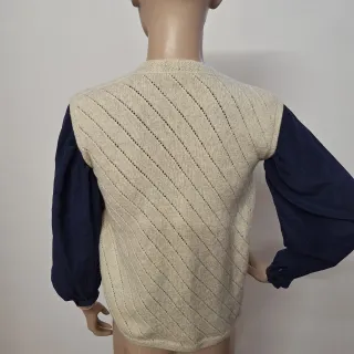 Gilet donna vintage beige brillantinato lana