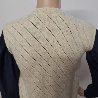 Gilet donna vintage beige brillantinato lana