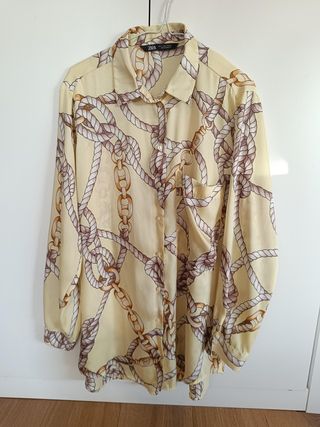 Camisa Zara Estampada Cuerdas y Cadenas 
