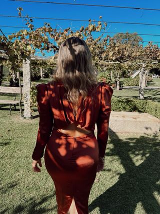 Vestido invitada Blanca Martín marrón /cobrizo
