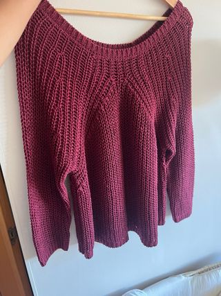 Jersey Massimo Dutti Lino color burdeos